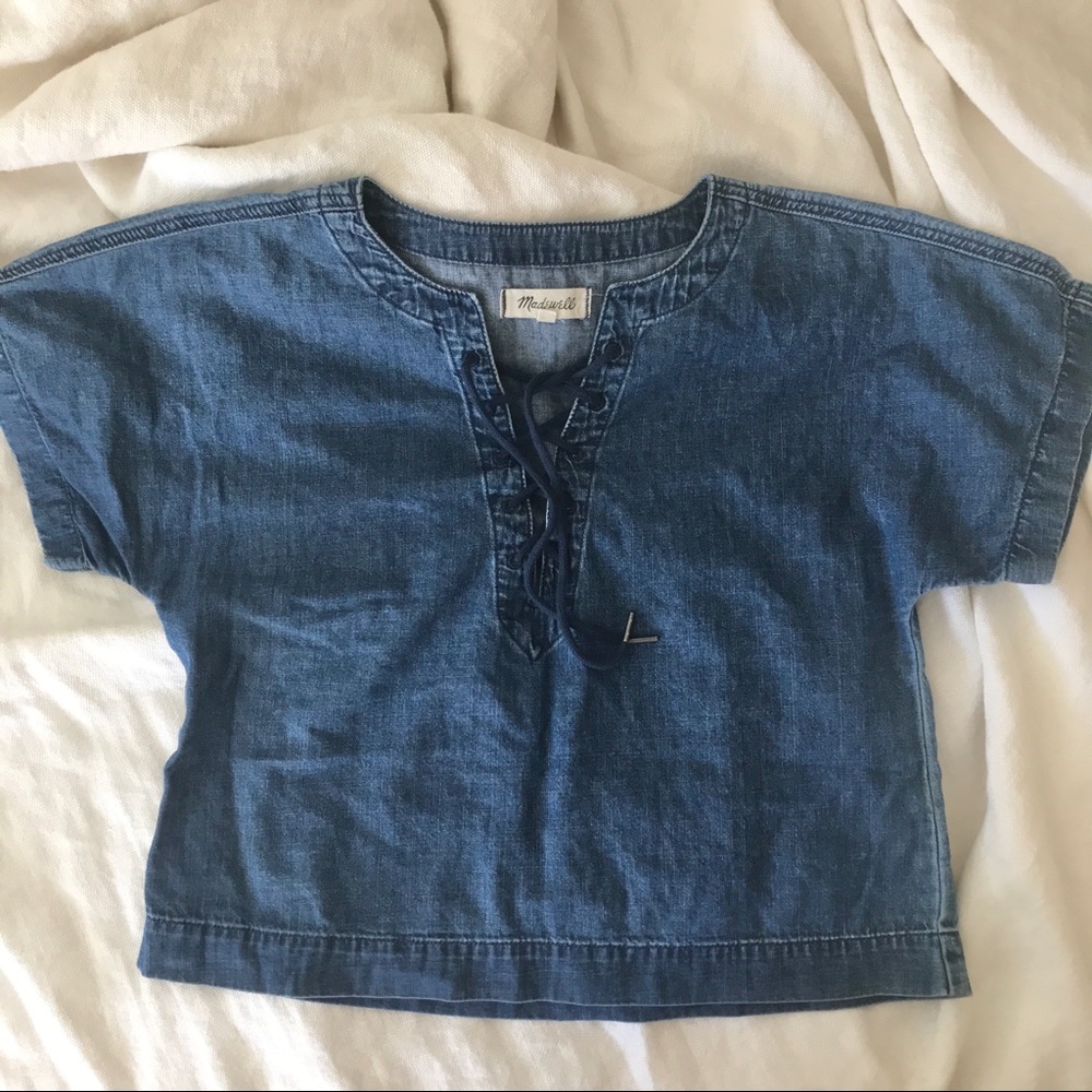 Madewell 70’s Denim Lace Up Top